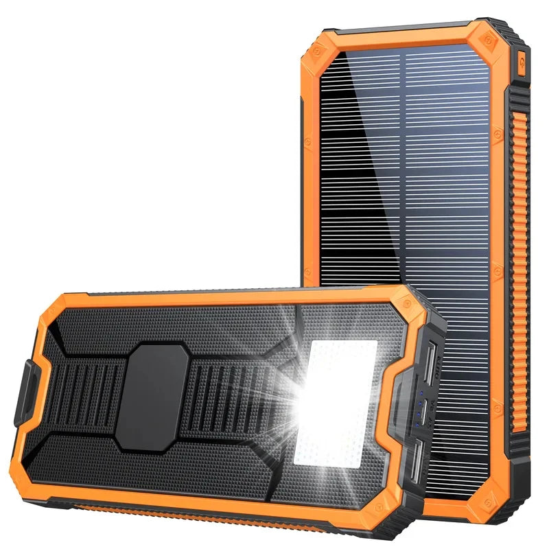 Power Bank 20000mAh Solar Charging Poverbank with Camping Light for iPhone Samsung Powerbank Fast Charger External Battery Pack
