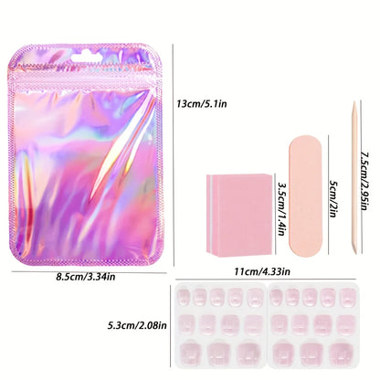 15Set Press On Nail Tool Prep Kit, 75pcs Disposable Manicure Kit with Nail File, Buffer, Adhesive Nail Tabs, Wood Stick, Hologra foil nail art nail art stickers nail wraps nail art stickers nail sticker