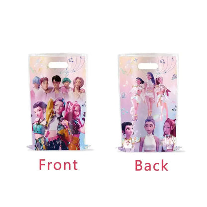 Hot K-pop Birthday Party Favors Cartoon Kids Gift -Reusable Straw Stamp sticker Bracelet Keychain Pin Badge Game Reward Souvenir