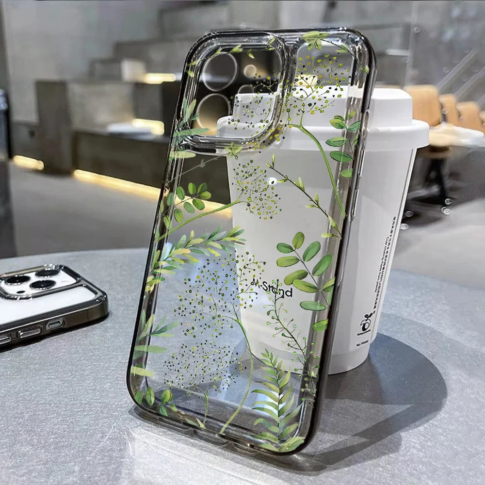 Flower Phone Case For iPhone 16 15 13 11 14 12 17 Pro Max 16E XS XR 7 8 Plus SE Shockproof Transparent Cover Silicone Soft Funda