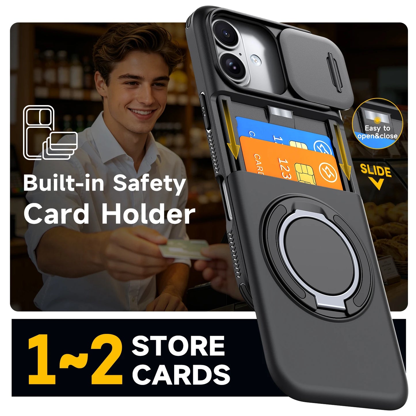 Dual Layer Shockproof iPhone Case with Ring Holder