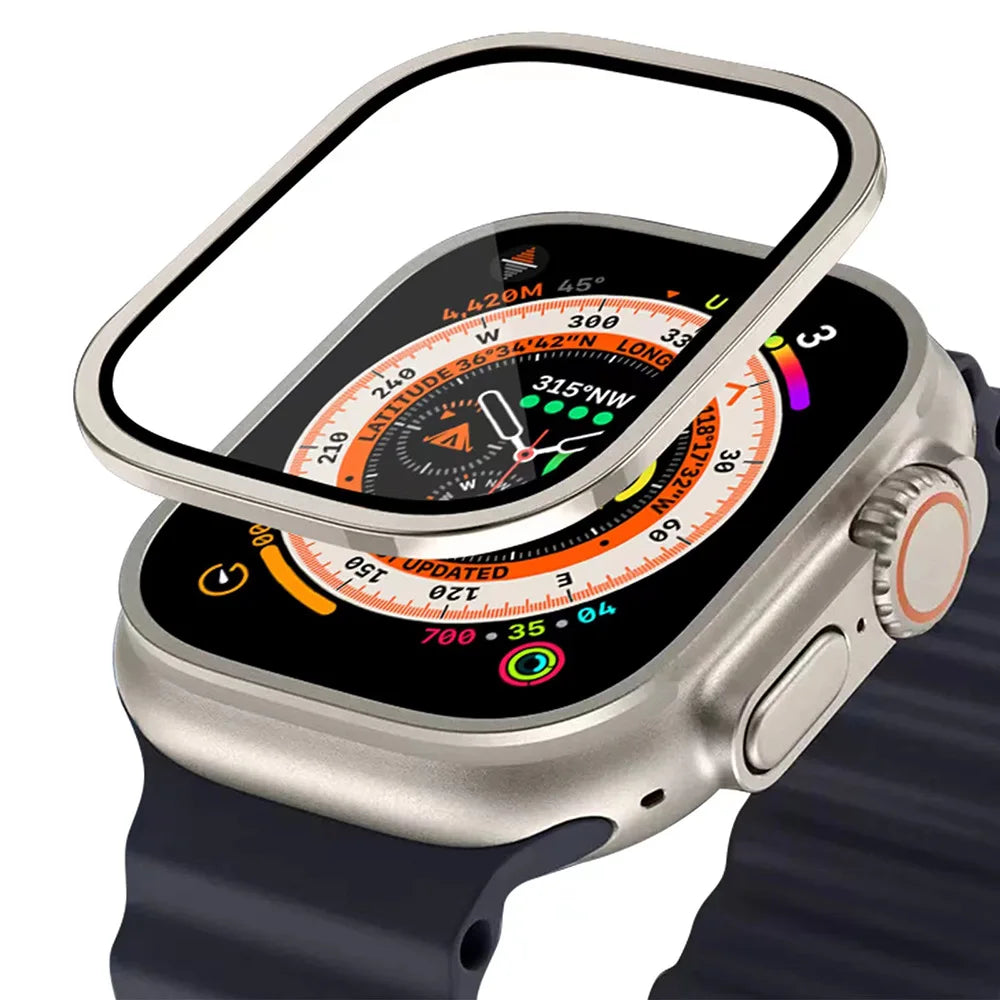 Aluminium Alloy Case+Tempered Glass for Apple Watch Ultra 3 49mm Anti-Scratch Screen Protector iWatch Ultra 2 3 49mm Cover Film