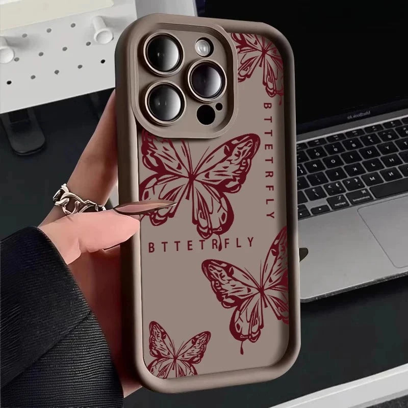 Cute Butterfly Silicone iPhone Case – Shockproof Candy Cover for iPhone 11–17 Series