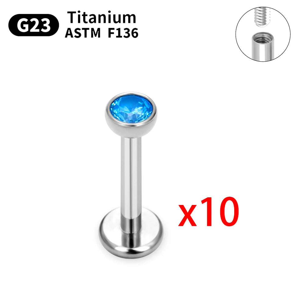G23 Titanium Piercings Labret Stud Kit – 1/5/10pcs Lip, Nose, Eyebrow, and Cartilage Body Jewelry