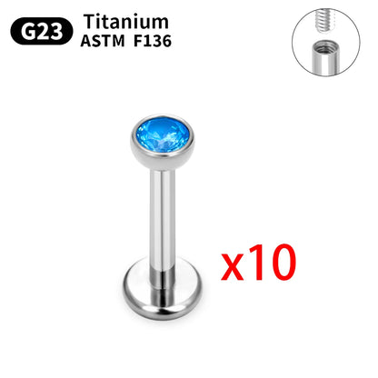 G23 Titanium Piercings Labret Stud Kit – 1/5/10pcs Lip, Nose, Eyebrow, and Cartilage Body Jewelry