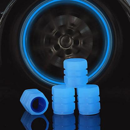 Luminous Valve Caps Fluorescent Night Car Tire Valve Caps Motorcycle Bike Glowing Decor Wheel Nozzles Tyre Cap Car Accessories