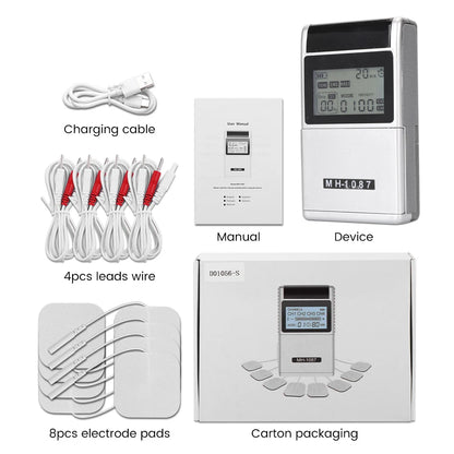Digital TENS Unit Machine 4-Channel Tens Electrostimulator Rechargeable Body Muscle Stimulator with 20 Intensity for Pain Relief