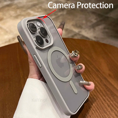 Luxury For Magsafe Transparent Case For iPhone 17 16 15 14 13 12 11 Pro Max Plus Air Magnetic Wireless Charge Cases Clear Cover