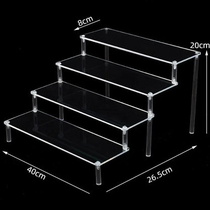 Black 1-5 Tier Acrylic Display Stand Clear Display Riser Rack for Cupcake Perfume Doll Décor Organizer Amiibo Funko POP Figures