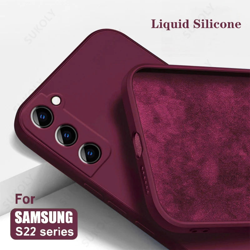 Liquid Silicone Case For Samsung Galaxy S24 S25 FE S26 S23 S22 Ultra Plus S25 Edge A57 A37 A56 A17 A16 A36 A54 A55 5G Soft Cover