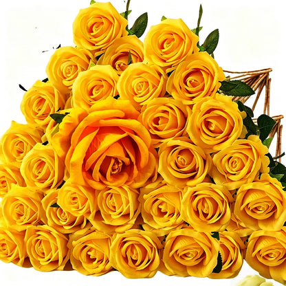 50 Pcs Velvet Rose Artificial Rose Flowers Real Touch Fake Roses Florals for Valentine's DIY Wedding Bouquet Party Home Decor