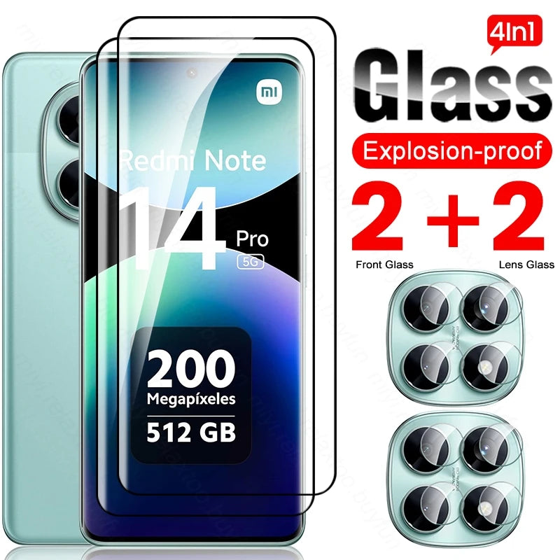 Note14Pro 5G 4G Glass 8To1 9D Curved Screen Protector Camera Glass For Xiaomi Redmi Note14 Note15 Pro Not 14 15 Pro+ Pro Plus 5G