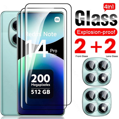 Note14Pro 5G 4G Glass 8To1 9D Curved Screen Protector Camera Glass For Xiaomi Redmi Note14 Note15 Pro Not 14 15 Pro+ Pro Plus 5G