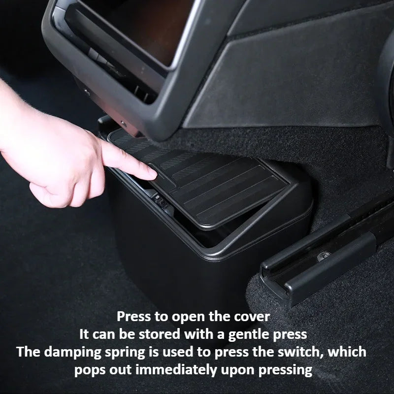 For Tesla Model Y Juniper 2025 Rear Seat Trash Can Middle Under-seat Storage Box ABS Waterproof Umbrella Box Car Accessories