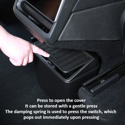For Tesla Model Y Juniper 2025 Rear Seat Trash Can Middle Under-seat Storage Box ABS Waterproof Umbrella Box Car Accessories