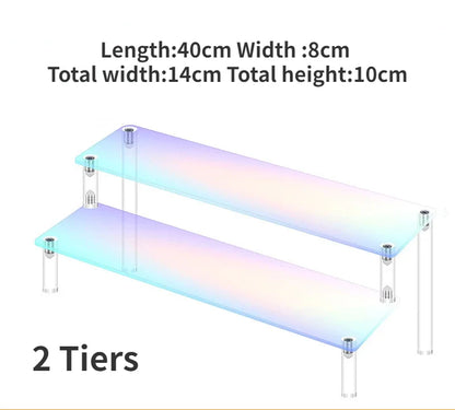 1-5 Tier Iridescent Acrylic Display Risers Stand Shelf for Figures Collectibles Cupcakes Perfumes Jewel Decorating & Organizing
