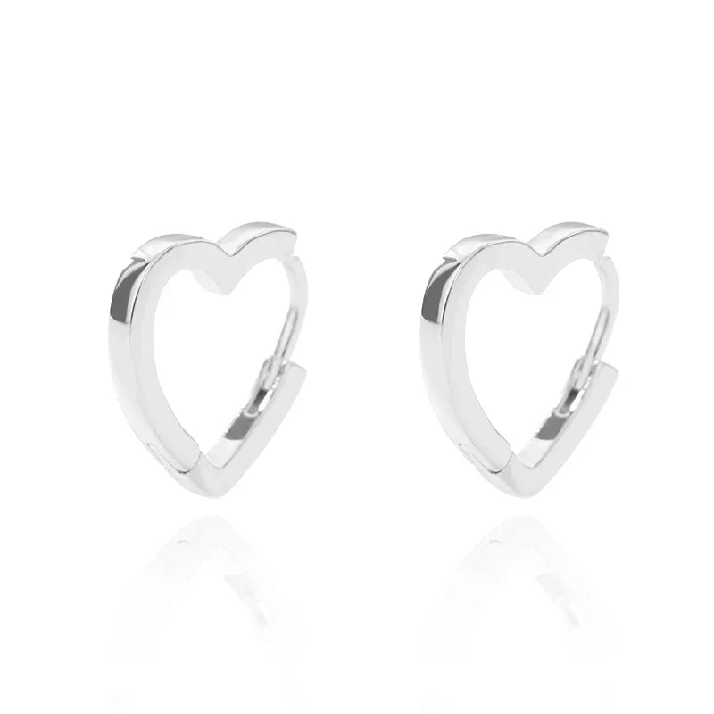 Heart Stainless Steel Earrings for Women – Gold Color Hoop Earring with Zircon, Waterproof & Trendy