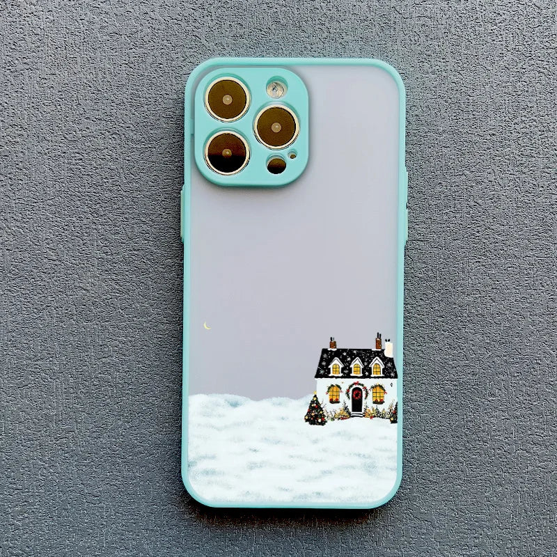 Rural Building Snow Scenery Phone Case For iPhone 16 15 Pro Max Plus 14 13 Pro Max 12 Mini 11 XS X XR 7 8 Plus Shockproof Covers