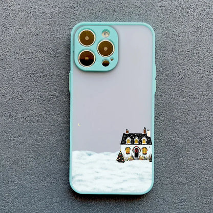 Rural Building Snow Scenery Phone Case For iPhone 16 15 Pro Max Plus 14 13 Pro Max 12 Mini 11 XS X XR 7 8 Plus Shockproof Covers