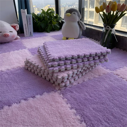 Soft Plush Children's Mat EVA Foam Puzzle Mat Long Hair Carpet Infant Developing Mat Rug Puzzle Interlock Keep Warm Playmat 30CM