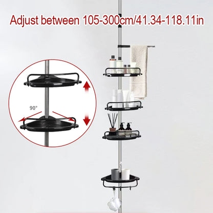 Stainless Steel Bathroom Corner Storage Rack Telescopic 4 Layer Shower Organizer For Shampoo Shower Gel Punch-Free Bathroom Rack