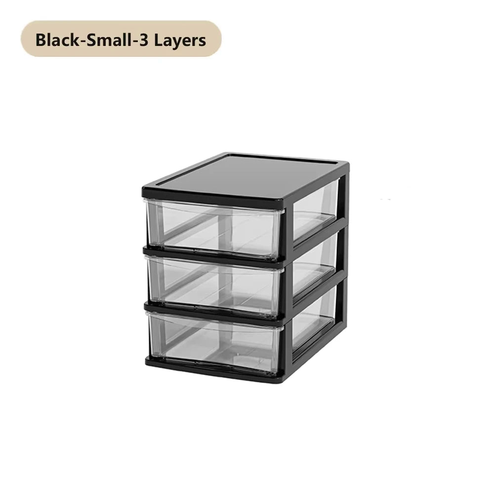 Clear Desktop Storage Box with Drawer Heightened Table Organizer Plastic Office Storage Cabinet for Stationery Cosmetics