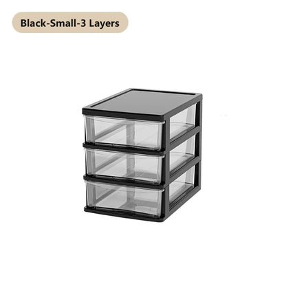 Clear Desktop Storage Box with Drawer Heightened Table Organizer Plastic Office Storage Cabinet for Stationery Cosmetics