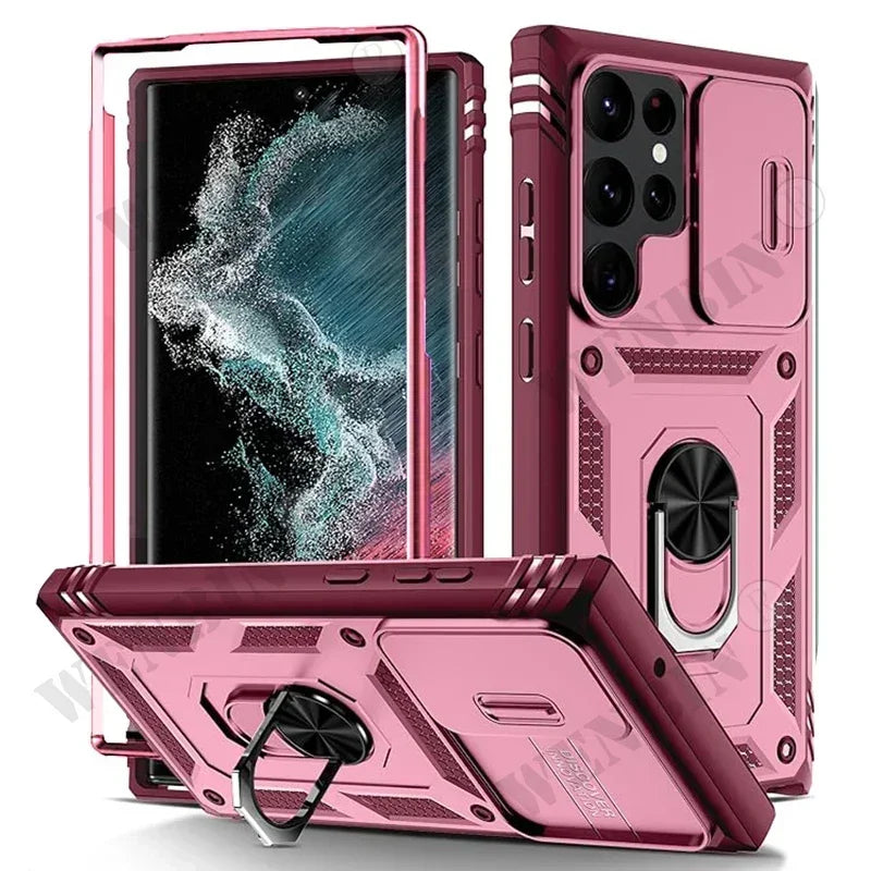 Case For Samsung S26 Ultra S25 S24 S23 Plus S25 FE A57 A56 A37 A36 A17 A16 5G Heavy Duty with Camera 360 Degree Kickstand Cover