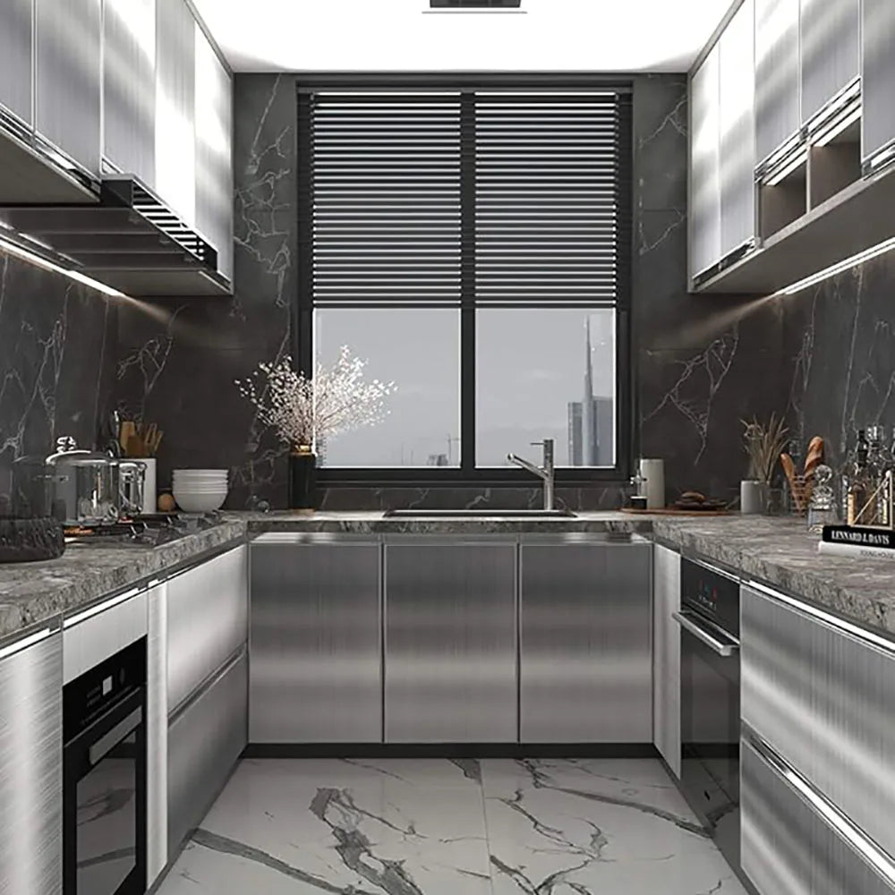 Decorative waterproof fireproof self-adhesive wallpaper 40cm brushed silver refrigerator living room kitchen countertop