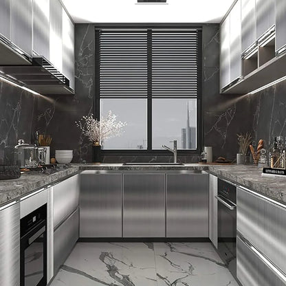 Decorative waterproof fireproof self-adhesive wallpaper 40cm brushed silver refrigerator living room kitchen countertop
