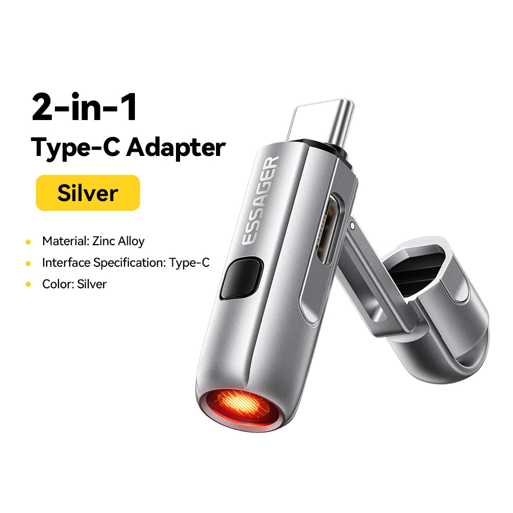 Essager 2-in-1 Type-C Portable Mini Cigarette Lighter with Air Blowing Function Outdoor Safety USB-C Adapter