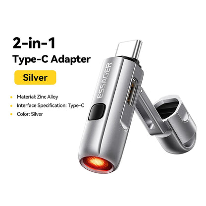 Essager 2-in-1 Type-C Portable Mini Cigarette Lighter with Air Blowing Function Outdoor Safety USB-C Adapter