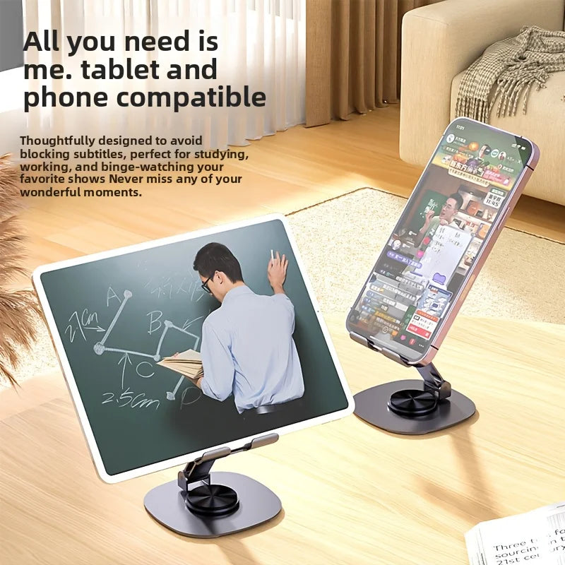 1 piece aluminum alloy mobile phone holder - 360 ° rotating desktop holder, folding design is easy to carry around, suitable for desks and bedside tables