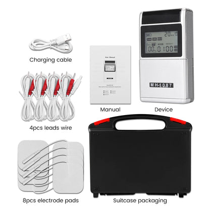Digital TENS Unit Machine 4-Channel Tens Electrostimulator Rechargeable Body Muscle Stimulator with 20 Intensity for Pain Relief