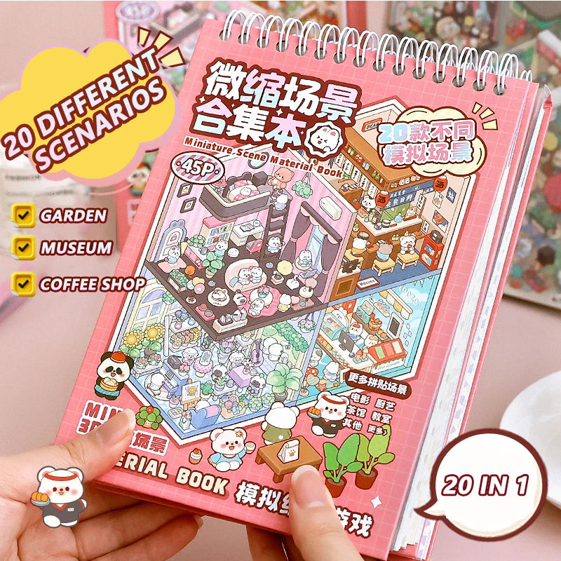 20Pcs 20in1 3D Cartoon Sticker Book | DIY Scenes Creative Gift for Kids, Portable Sticker Album for Birthday Christmas Crafts