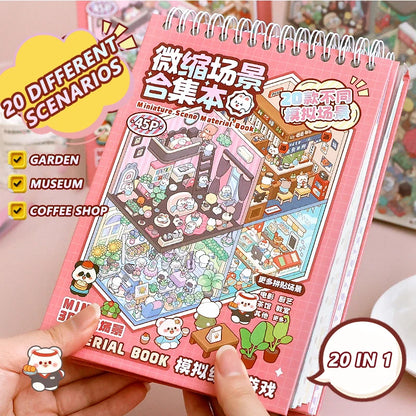 20Pcs 20in1 3D Cartoon Sticker Book | DIY Scenes Creative Gift for Kids, Portable Sticker Album for Birthday Christmas Crafts