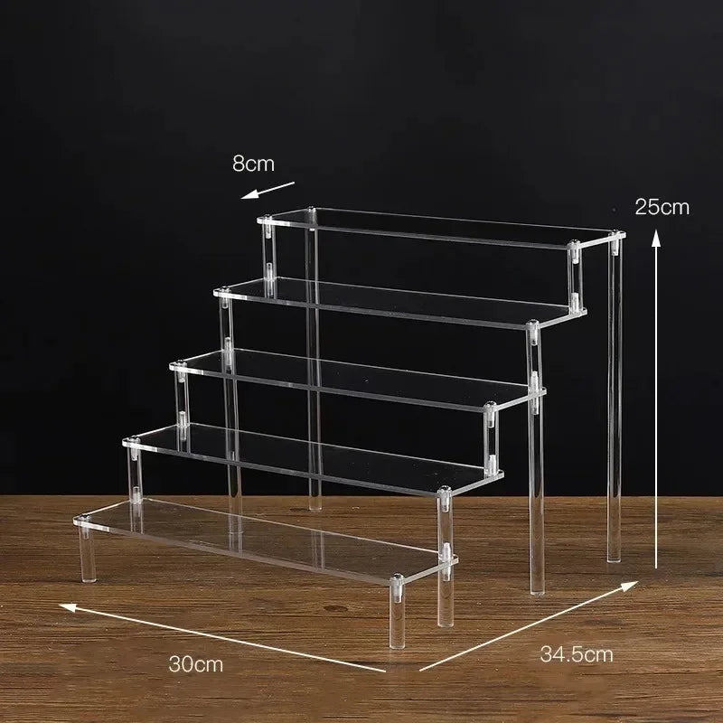 1-5 Tier Iridescent Acrylic Display Risers Stand Shelf for Figures Collectibles Cupcakes Perfumes Jewel Decorating & Organizing