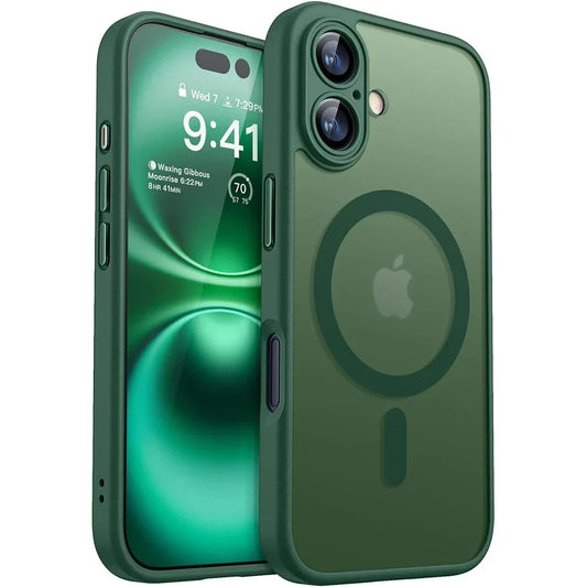 Magnetic Matte Translucent Armor Shockproof Case For iPhone 17 16 15 14 13 12 11 Pro Max Plus For Magsafe Wireless Charge Cover