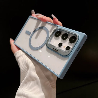 For Magsafe Hidden Holder Clear Case For Samsung Galaxy S26 S25 S24 Ultra Plus S23 FE Shockproof Magnetic Wirelesss Charge Cover