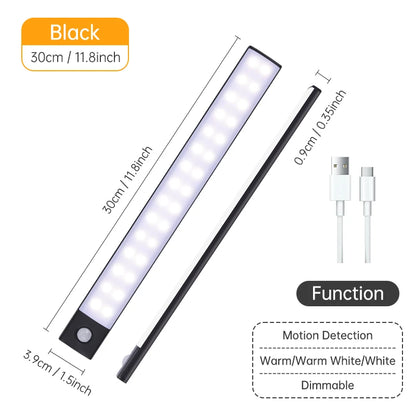 Motion Sensor Light Wireless LED Night Light USB Rechargeable Night Lamp Cabinet Wardrobe Lamp Under Backlight For Kitchen Led