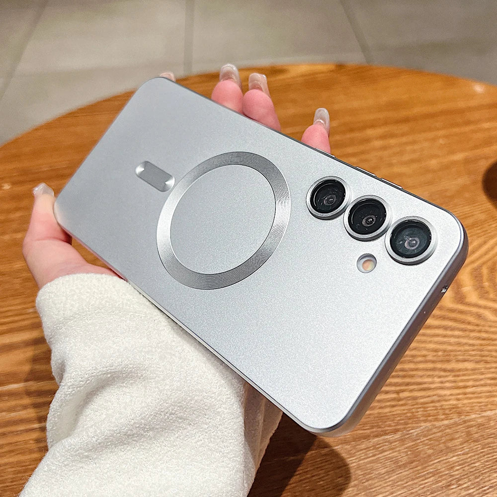 Luxury Matte Magnetic Phone Case For Samsung Galaxy S26 S25 S24 S23 S 26 Ultra Plus S26Ultra For Magsafe Silicone Soft Cover