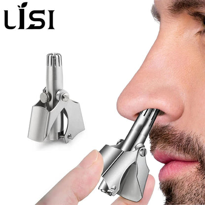 LISI Washable Portable Manual Nose Hair Trimmer for Men & Women Waterproof Stainless Steel Ear Hair Trimmer with Cleaning Brush
