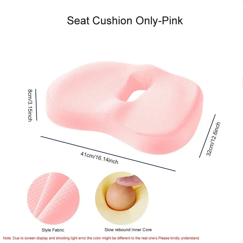 Orthopedic Memory Foam Seat Cushion Set, Coccyx Support Cushion, Office Chair, Waist, Back, Lumbar, Car Seat, Hip Massage Pad
