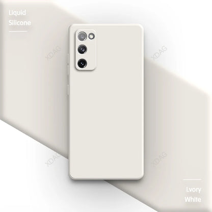 Straight Edge Housing for Samsung Galaxy S20 FE S20FE Plus Ultra 5G Plain Candy Color Soft Liquid Silicone Phone Case Back Cover