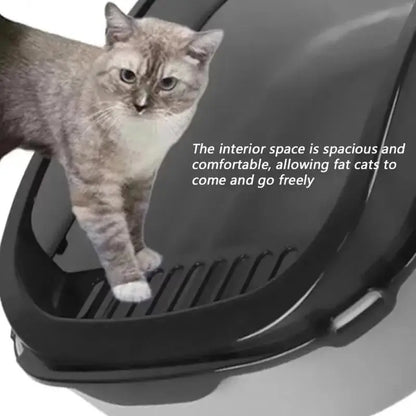 P Semi-Enclosed Cat Litter Box Splashproof Kitten Toilet Tray Pet Cleaning Basin with High Sides for Indoor Use