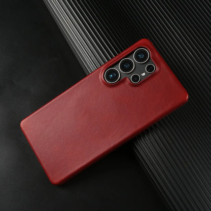 Natural Cowhide Genuine Leather Case For Samsung Galaxy S25 Ultra S26 S24 S23 S22 S21 Business Protective Back Cover Phone Cases
