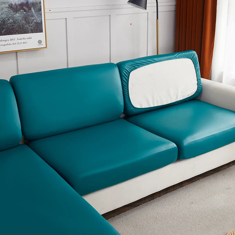 Stretch PU Leather Waterproof Sofa Cushion Cover Sofa Seat Slipcover Backrest Cover Easy Clean Sofa Protector for Pets Kids