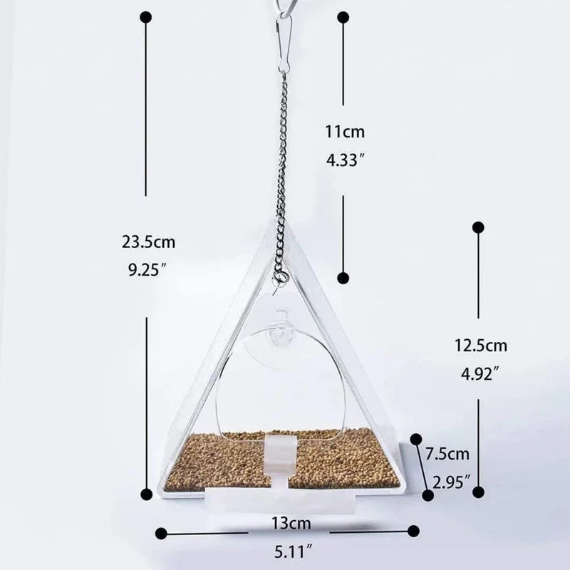 Window Bird Feeder Outdoor Transparent with Strong Suction Cup Automatic Feeding Leak-Proof Design Courtyard Balcony Bird Feedin