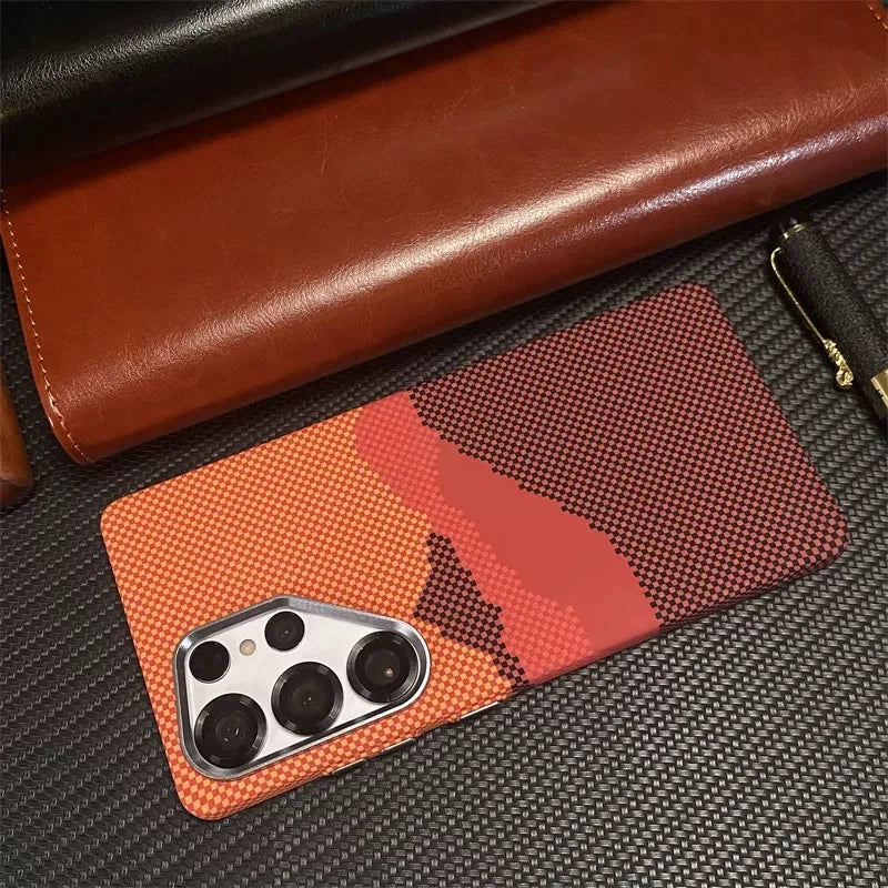 For Samsung Galaxy S26Ultra S26 S25 S24 S23 Ultra Plus Carbon Fiber Texture MagSafe Case Wireless Charging Alloy Lens Hard Cover