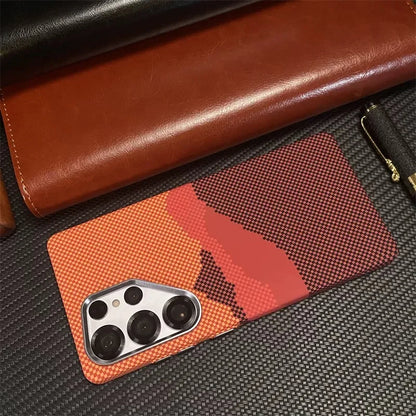 For Samsung Galaxy S26Ultra S26 S25 S24 S23 Ultra Plus Carbon Fiber Texture MagSafe Case Wireless Charging Alloy Lens Hard Cover